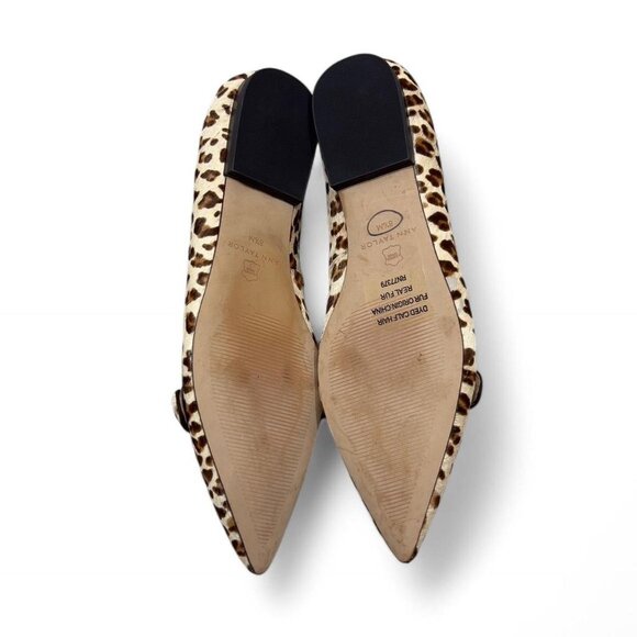 Ann Taylor Leopard Calf Hair Pointed Toe‎ Flats Loafers Slip On Dress Shoes Size - Picture 4 of 4